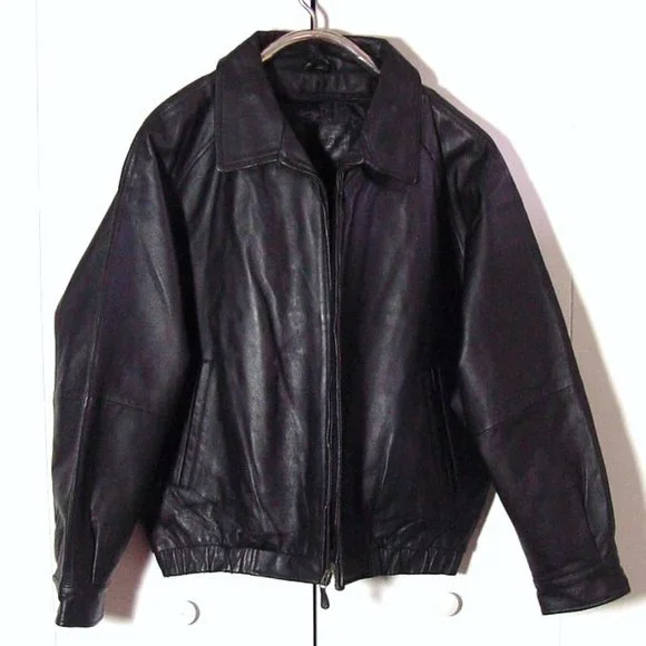 Special✨90s st john’s bay leather jacket Vintage 90s St Johns Bay Leather Bomber Jacket Full Zip Size Large